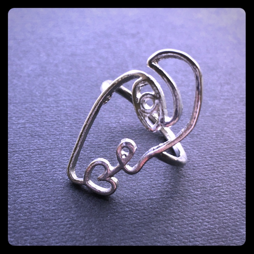 Silver Abstract Art Face Ring